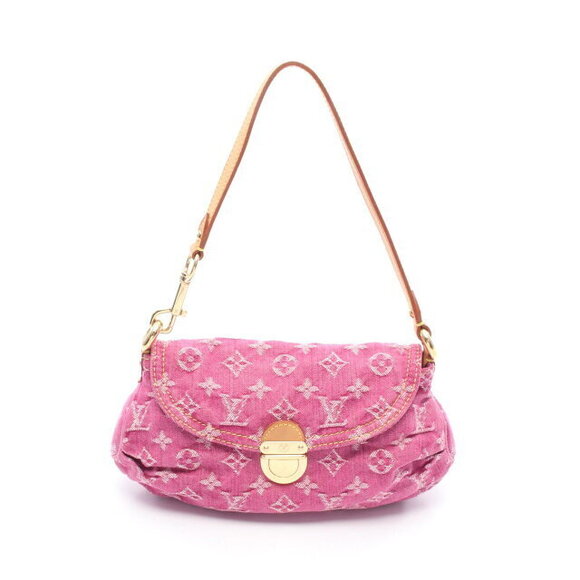 Louis Vuitton Pleaty Denim Handbag Fuchsia Pink Leather - Picture 1 of 8
